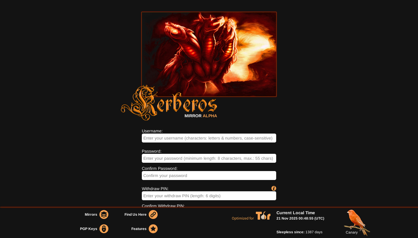 Kerberos Account Registration Page