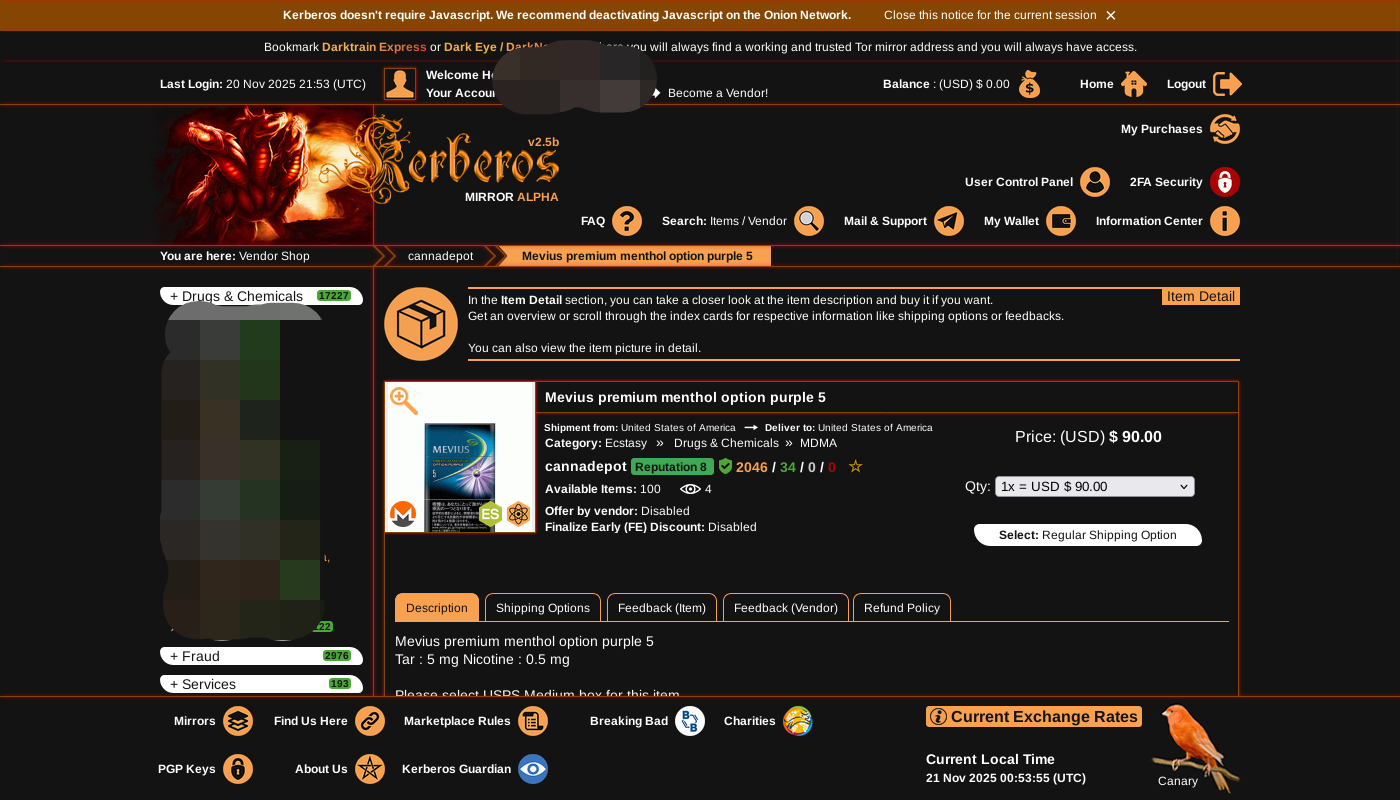 Kerberos Main Market Dashboard